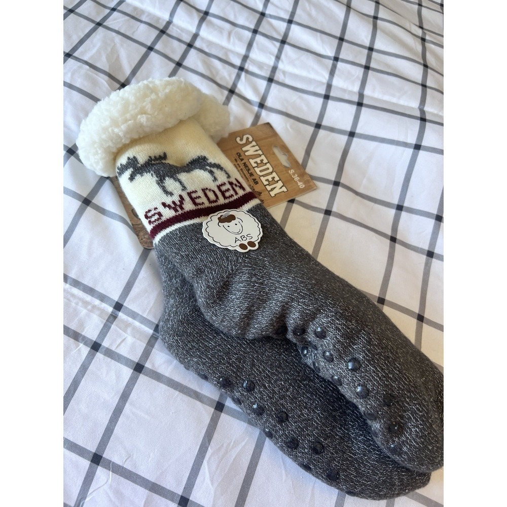 Brand New River Wear Northern Comfort Sherpa-Lined Grip Slipper Socks Sweden
